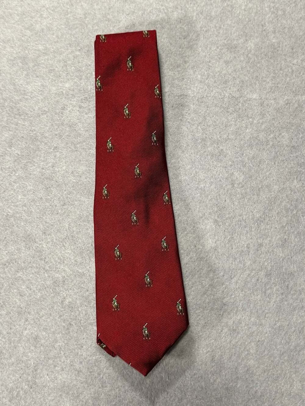 Kids Tie Polo By Ralph Lauren Red Silk Polo Player Necktie *read description